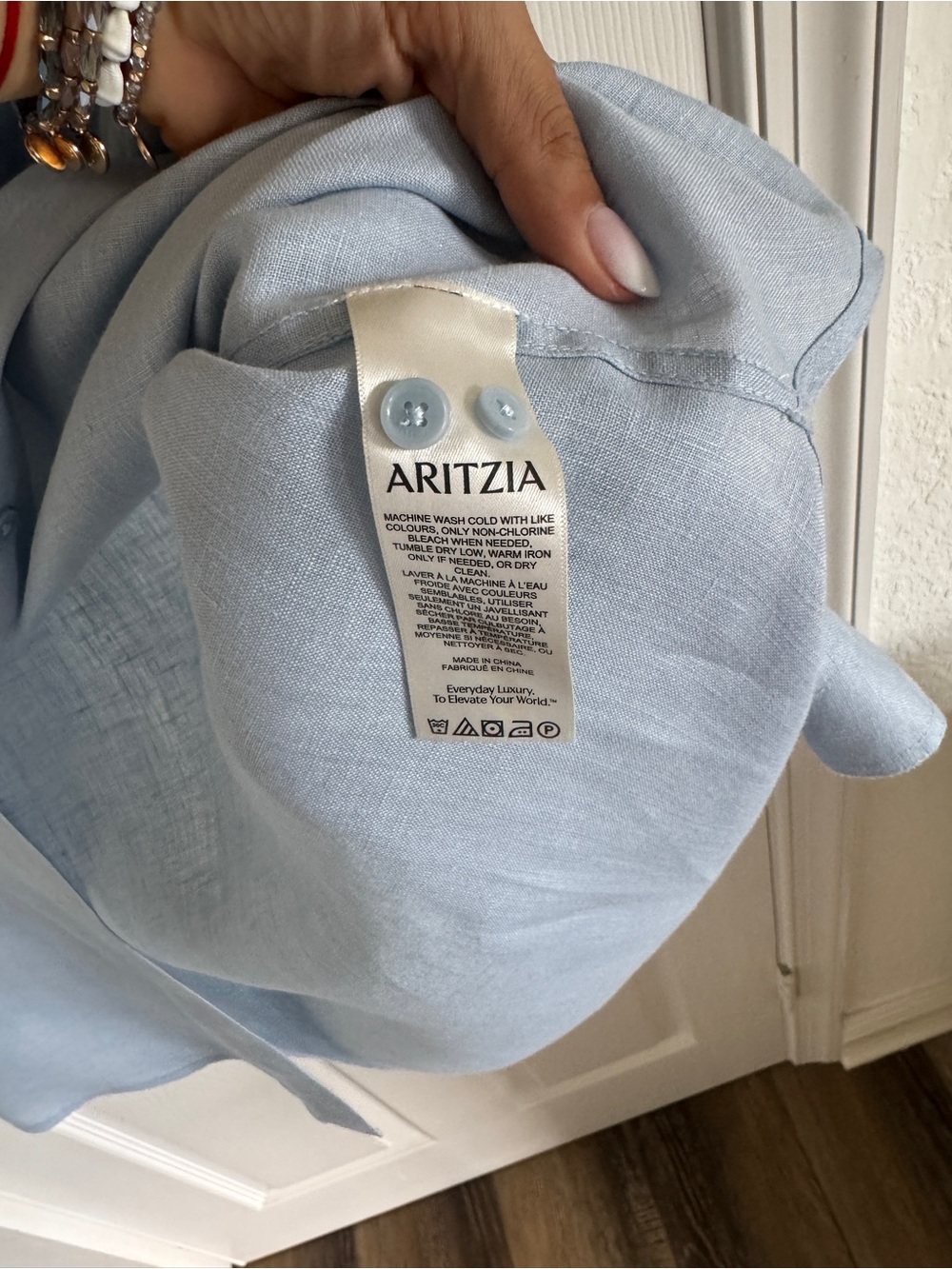 Babaton Pale Blue Linen Utility Shirt - Picture 8 of 10